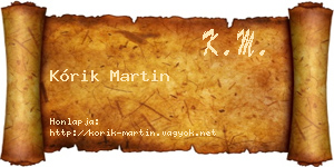Kórik Martin névjegykártya