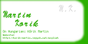 martin korik business card