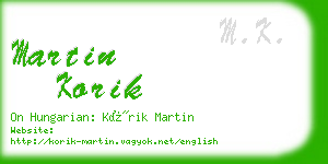 martin korik business card